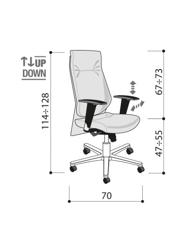 Chaise de direction design en cuir de qualité et accoudoirs réglables - Galassia - Las Mobili