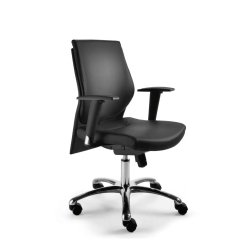Chaise de bureau en cuir avec dossier et accoudoirs réglables - Galassia - Las Mobili