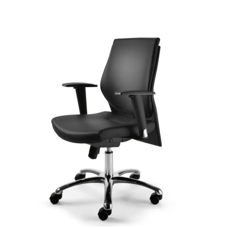 Chaise de bureau en cuir avec dossier et accoudoirs réglables - Galassia - Las Mobili