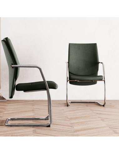 Siège de conférence en cuir design et piétement luge - Galassia