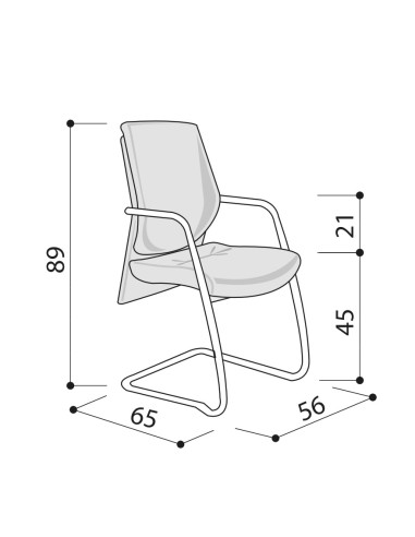 Dimensions - Siège de conférence en cuir design et piétement luge - Galassia