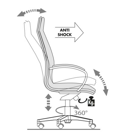 Réglage - Chaise de réunion en cuir très confortable sur roulettes - Formen - Las Mobili