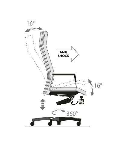 Réglage - Chaise en cuir avec des surpiqures et avec des accoudoirs design - Neochair - Las Mobili