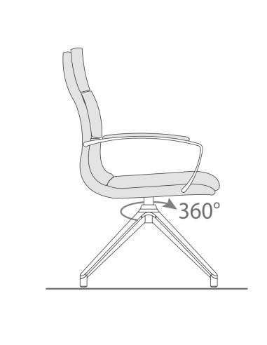 Réglage - Fauteuil de conférence en cuir avec piétement étoile - Scena - Las Mobili