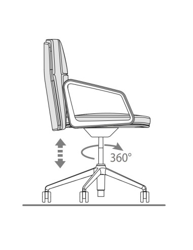 Réglage - Chaise de conférence en cuir véritable pivotante avec accoudoirs - Lead