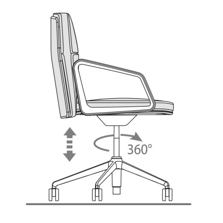 Réglage - Chaise de conférence en cuir véritable pivotante avec accoudoirs - Lead