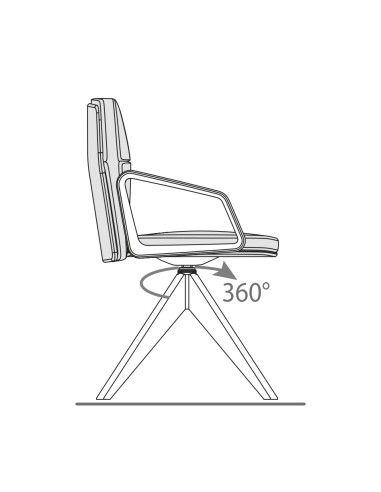 Réglage - Chaise de réuion en cuir et avec piétement en bois massif - Lead - 141 096
