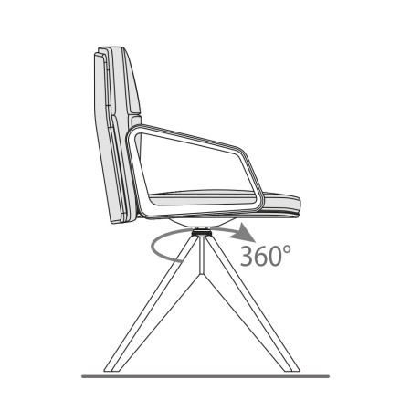 Réglage - Chaise de réuion en cuir et avec piétement en bois massif - Lead - 141 096