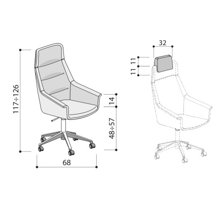 Dimensions - Chaise de direction en cuir au design imposant - Jera