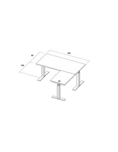 Bureau d'angle assis-debout L. 180 x 180 x P. 80 x 60