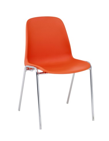 Chaise conférence pas cher empilable orange vif - Elena - 3641