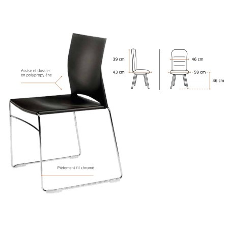  	Détail du produit - chaise collectivité empilable et accrochable - Jill - Sitek - 3680