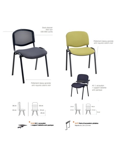 Explication de la chaise de réunion dossier filet pas cher - Lena - 3015