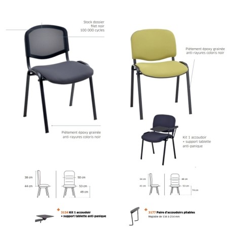 Explication de la chaise de réunion dossier filet pas cher - Lena - 3015