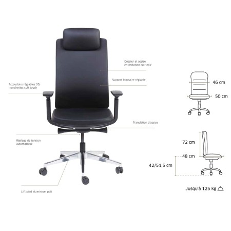 Chaise de direction pas cher en imitation cuir - Alexander 2