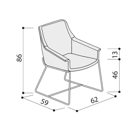 Fauteuil de conférence traineau en cuir - Jera - 135 023 SLF