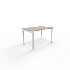 Bureau de longueur 120 x 70 cm avec plateau beige et piètement blanc