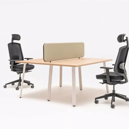 Bureaux partagés avec panneau séparateur et chaise de travail noir