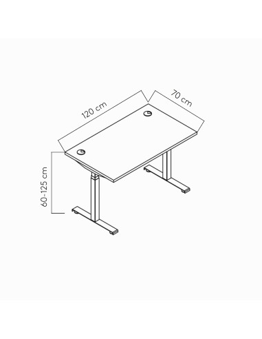 Dimension table assis debout 120x70