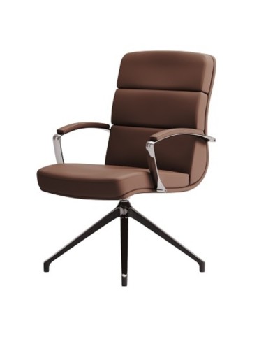 Fauteuil de conférence en cuir avec piétement étoile - Scena - Las Mobili