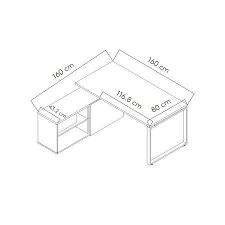 Dimensions Bureau Ogi Q avec desserte
