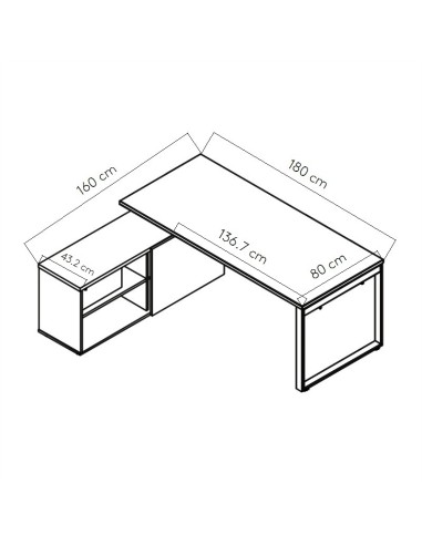 Dimensions Bureau Ogi Q avec desserte