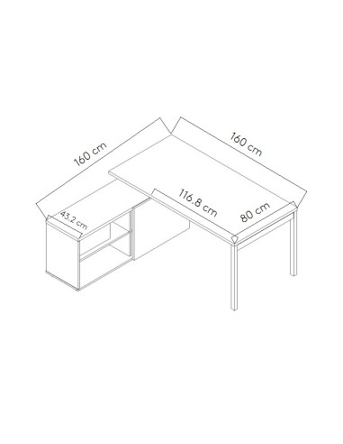 Dimensions Bureau manager avec desserte - Ogi Y de MDD