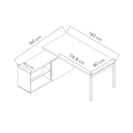 Dimensions Bureau manager avec desserte - Ogi Y de MDD