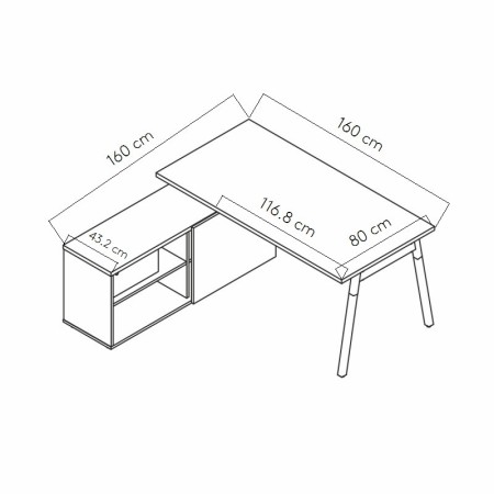 Dimensions Bureau avec retour Ogi W