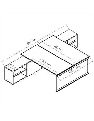 Dimensions Bureau Ogi Q avec desserte