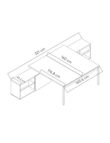 Dimensions Bureau avec retour bench