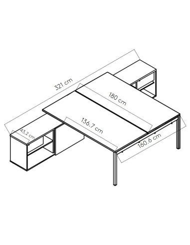 Dimensions Bureau avec retour bench