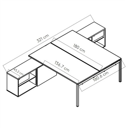 Dimensions Bureau avec retour bench
