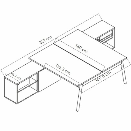 Dimensions Bureau Ogi W avec desserte