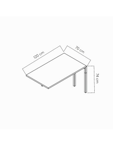 Extension de bureau L. 120 x 70 cm