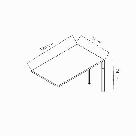 Extension de bureau L. 120 x 70 cm