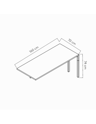 Extension de bureau L. 160 x 70 cm