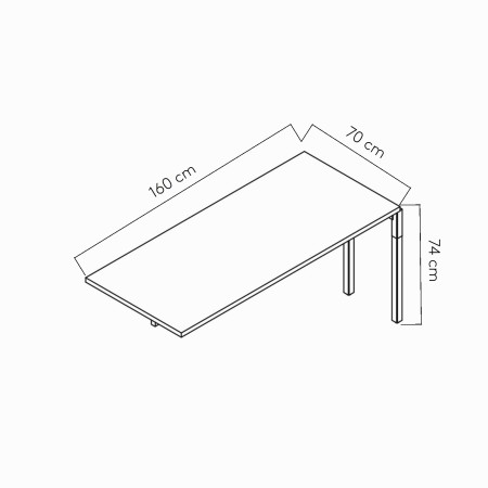 Extension de bureau L. 160 x 70 cm