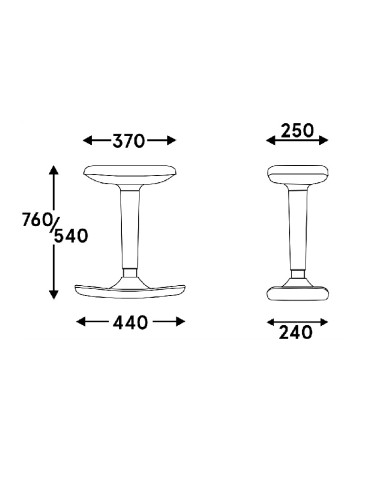 Dimensions Tabouret assis-debout - Cool de MDD - CL01