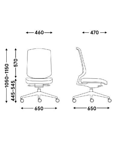 Dimensions Chaise de bureau professionnelle 100% réglable - SAVA