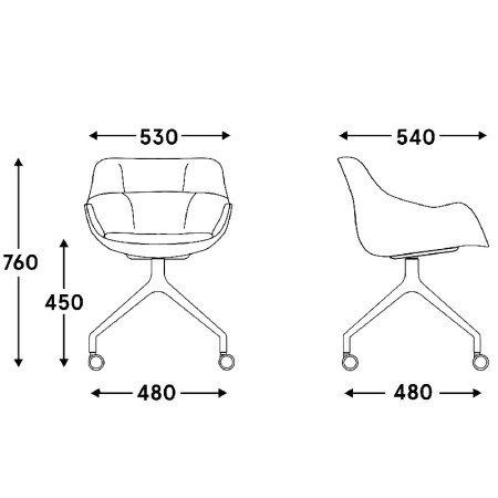 Baltic soft duo - assise rembourrée pieds étoile sur roulettes 2