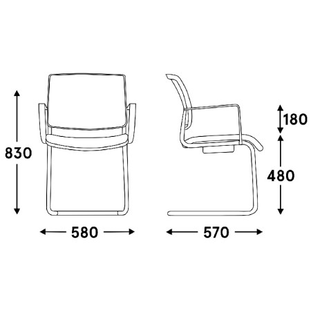 Chaise de conférence piétement luge de qualité - Gaya - MDD - GYC1 2