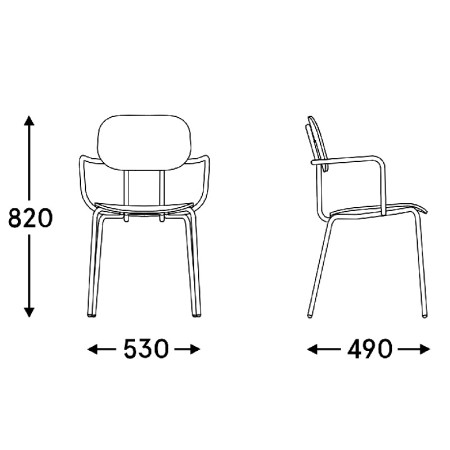 Dimensions Chaise vintage style formica avec accoudoirs - New School 