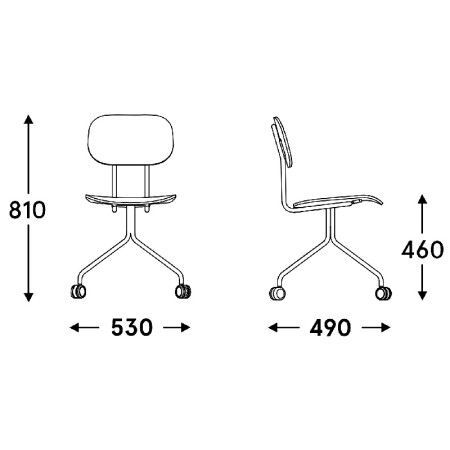 Dimensions - Chaise conférence vintage avec roulettes - New School - N1N03K - MDD