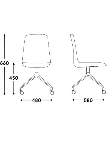 Dimensions Ulti - Chaise avec roulettes