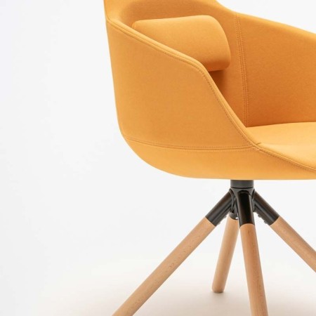 Chaise réunion - pieds bois massif - pivotant - UFP9 - MDD 2
