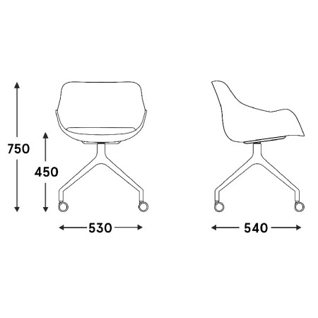 Baltic classic - assise coussin - pieds étoile roulettes 2