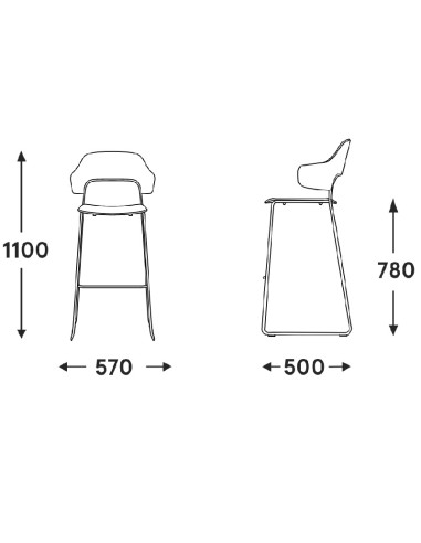Dimensions Afi - tabouret haut de MDD - AF03