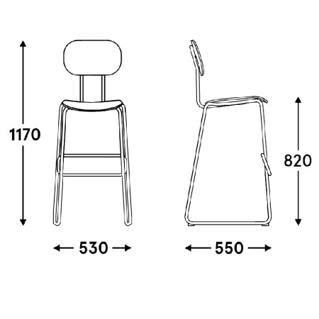 Dimensions Chaise haute de bar - New School 