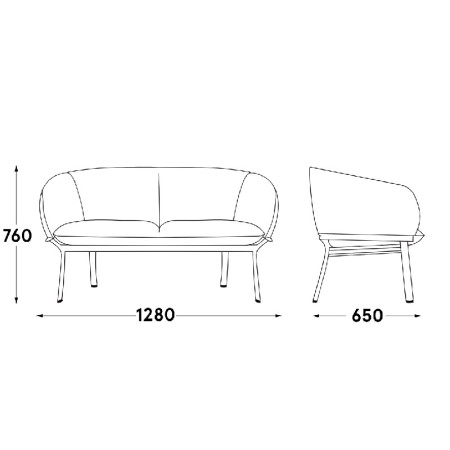 Dimensions Grace canapé 2 places design